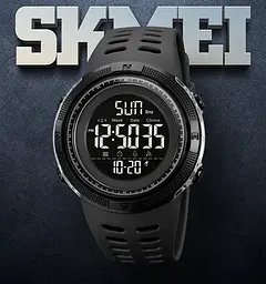 Спортивний наручний годинник Skmei 2070 (Чорний з прозорим корпусом та чорним циферблатом) - мініатюра 5