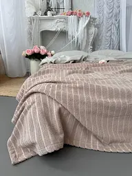 Покривало Zeintex Palermo махрове бавовняне кольору капучино Махра, 180х210 см - мініатюра 7