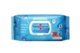 Вологі серветки антибактеріальні Naturelle Antibacterial D-panthenol 120 шт. Зволожуючі серветки