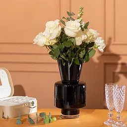 Ваза декоративна скляна в стилі Хайтек 31 см, чорний Flower Season HP-10-33 - мініатюра 4