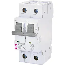 Автоматичний вимикач ETI ETIMAT 6 2p C 16А (6 kA) (2143516)