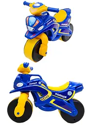 Мотоцикл Doloni-toys Байк Поліція, музичний, синій з жовтим, 0157 - мініатюра 2