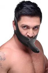 Кляп з фалоімітатором XR Brands Master Series Face Fuk Strap On Mouth Gag 14 см чорний - мініатюра 3
