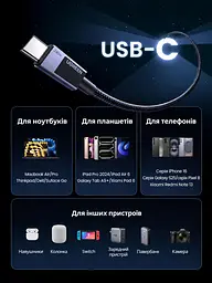 Кабель UGREEN L513 USB-C - USB-C PD 3.1 240 Вт 2 м чорний (45068) - мініатюра 6