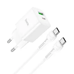 Блок — Адаптер мережевий HOCO Type-C to Type-C Cable Founder charger set N28 набір білий - мініатюра 4