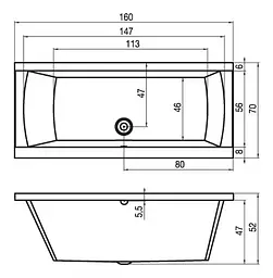 Ванна акрилова Rho Jula 160x70 BA7100500000000 Білий - мініатюра 2