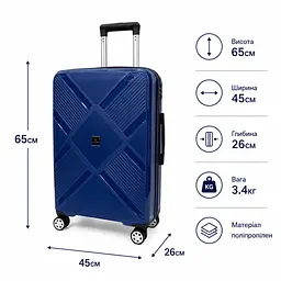 Валіза Madisson 53103 середня 65л синя (53103-M-Blue) - мініатюра 2