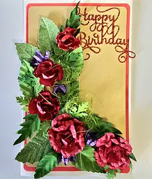 Вітальна листівка 3D з трояндами Hapy Birthday