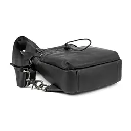 Маленька сумочка-слінг чоловіча шкіряна TDING BAG 2072A чорна - мініатюра 4