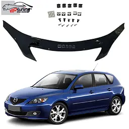 Дефлектор капоту мухобійка для Mazda 3 2003-2009 хетчбек Євро Кріплення (Vip Tuning)