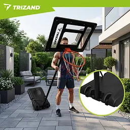 Баскетбольна стійка мобільна Trizand 27364, регульована висота 150–210 см, баскетбольне кільце зі щитом та м’ячем - мініатюра 4