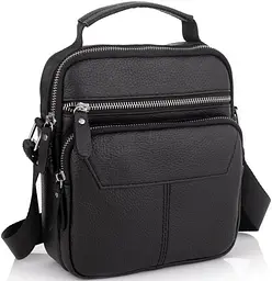 Сумка чоловіча шкіряна Tiding Bag через плече Чорна