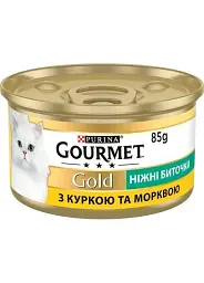 Вологий корм для котів Gourmet Gold ніжні биточки з куркою та морквою, 85 г