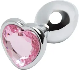 Металева анальна пробка I’MCUM Crystal Heart Розмір M з рожевим кристалом (IM-KGS005_M)