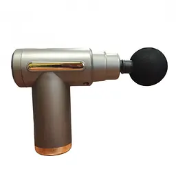 Масажер м'язовий на акумуляторі ручний 4 насадки сірий Fascial Gun