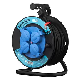 Мережевий подовжувач на котушці 2E CR4315 REEL 20 м, 4xТип F, IP44, 16 А - мініатюра 1