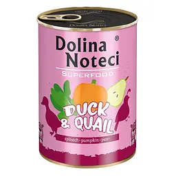 Вологий корм для собак Dolina Noteci Superfood з качки та перепілки банка 400 г