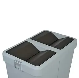 Відро для сміття Motek подвійне 14 л + 14 л з поворотною кришкою Сіре (COB-428) - мініатюра 3