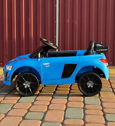 Дитячий електромобіль PRIMA CAR Cabrio 6V 5A (спойлер, пульт, LED-фари, звук, відкривні двері, педаль газу), Синій - мініатюра 4