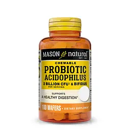 Пробіотики і пребіотики Mason Natural Probiotic Acidophilus with Bifidus 2 Billion CFU, 100 жувальних таблеток
