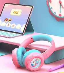 Дитячі бездротові навушники з єдинорогом Onikuma B-75 з Bluetooth 5.4, RGB підсвіткою Рожеві - мініатюра 3