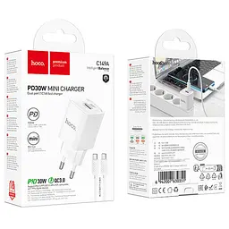 МЗП Hoco C149A Charm PD30W+QC3.0 (1USB-A/1C) + кабель Type-C to Type-C White - мініатюра 6