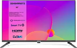 Телевізор TV 32 Romsat 32HSH1950T2 HD Ready/T2/Smart TV/Android 14/2x10W/2xUSB 2.0/Wi-Fi/Чорний