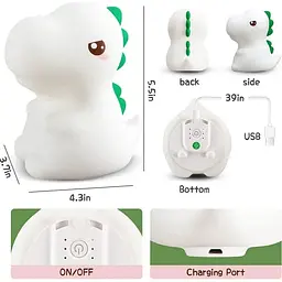 Нічний світильник DK Dinosaur A27 With Remote Control 1200mAh White [110936] - мініатюра 2