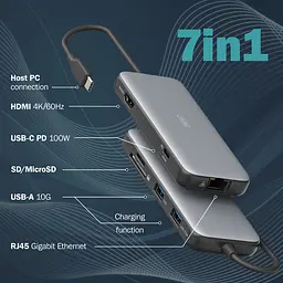 Digitus Док-станція USB-C > HDMI/2xUSB-A/USB-C/SD/MicroSD/RJ54 - мініатюра 6