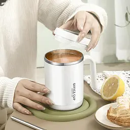Кухоль office cup 500 мл для кави чаю з вакуумною ізоляцією нержавіюча сталь 304/PP white - мініатюра 4