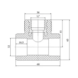 Трійник PPR Blue Ocean 32х1/2" х32 ВР SD00009248