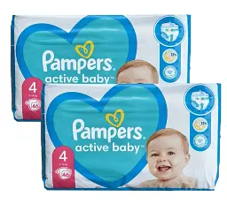 Дитячі одноразові підгузки Pampers Active Baby 4 MAXI 9-14 кг 92 шт