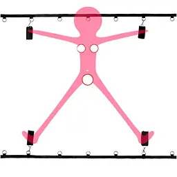 Бандаж Dreamtoys Blaze Bed Restraint Set — ремінна система для фіксації до ліжка універсальна БДСМ-система з нейлону - мініатюра 3