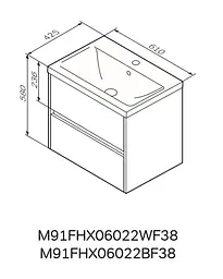 Тумба підвісна AM.P GEM S 60 см з умивальником (M91-FHX0602-WC0602BF38) - мініатюра 9