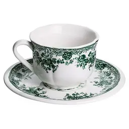 Столовий набір посуду Yiwu Vintage Elegant, 32 предмети на 6 персон, фарфоровий, зелений - мініатюра 5