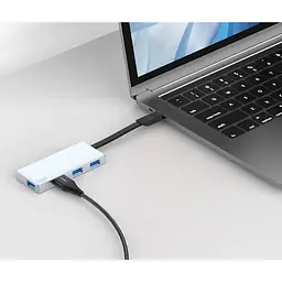 USB-адаптер Vokamo HT3, 4 в 1 HUB з вбудованим шнуром Type-C - мініатюра 4