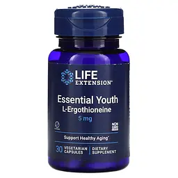 L-ерготіонеїн, Essential Youth L-Ergothioneine, підтримка молодості, 5 мг, 30 вегета Life Extension vit0001698