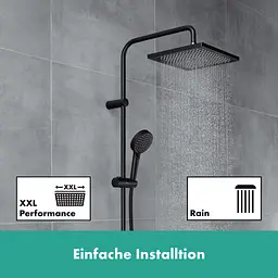 Душова система Hansgrohe Vernis Shape Showerpipe 240 1jet з термостатом Matt Black 26900670, Чорний матовий - мініатюра 3