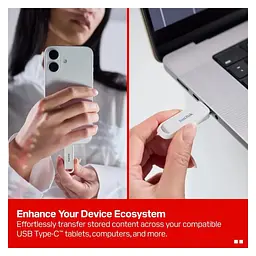 USB флеш накопичувач SanDisk 256GB iXpand Arctic White Type-C (SDIXS0N-256G-GN6NE) - мініатюра 3