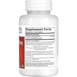 L-карнітин Protocol for Life Balance L-Carnitine 500 мг 60 капсул - мініатюра 2