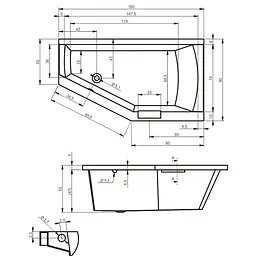 Ванна акрилова Rho Geta 160x90 BA8600500000000 права - мініатюра 2