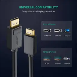 Кабель мультимедійний DisplayPort M to DisplayPort M 2.0m V1.2 Ugreen (10211) - мініатюра 3