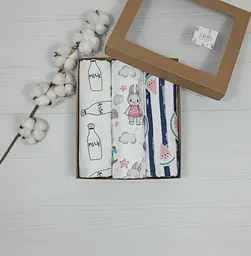 Набір пелюшок a.l.babybox Зайчики з іграшками №2 50х80/100х80 см 3 шт. Різнокольоровий (NA 18168589)
