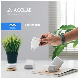Зарядний пристрій ACCLAB AL-TC125 1xUSB-C, 5 В / 3 А, 25 Вт, QC/PD 3.0 (1283126538841) - мініатюра 6