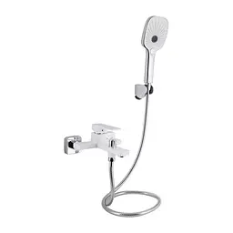 Змішувач для ванни Qtap Gemini (з душовим гарнітуром) QTGEM259CRW45683 Chrome/White Білий