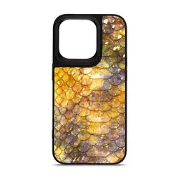 Кожаный чехол для Apple iPhone 14 Pro, Harder Nagas, желтый, термополиуретан ТПУ + экокожа с имитацией кожи Наги, панель, защита корпуса, противоударный, микрофибра, рамка вокруг камеры, защита всего корпуса, (ARM76751)