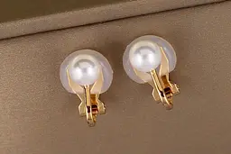 Сережки кліпси Xuping Jewelry перлина 1,5 см золотисті