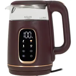 Електрочайник Adler AD 1305 burgundy 1850-2200 Вт 1.7 л скло встановлення температури