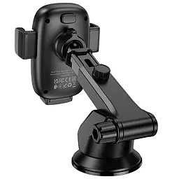 Автотримач з БЗП Hoco HW32 Crown push-type (center console) Black / Metal gray - мініатюра 7