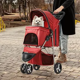 Коляска для котів та собак Bestopet Люпосанчик BS-RL-16 Red - мініатюра 3